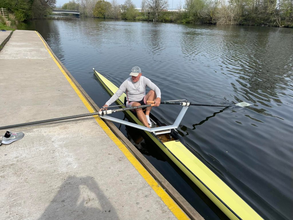masters rowing NZ, single scull masters man, 